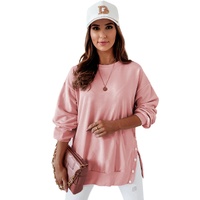 Azura Exchange Slit Buttons Crew Neck Sweatshirt - L thumbnail