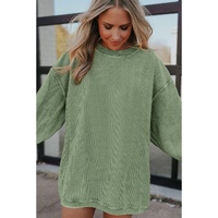 Green Ribbed Corded Oversized Sweatshirt - S thumbnail