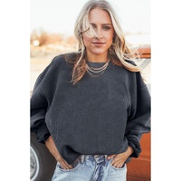 Dark Grey Ribbed Corded Oversized Sweatshirt - 2XL thumbnail