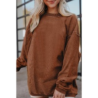 Chestnut Ribbed Corduroy Oversized Sweatshirt - 2XL thumbnail