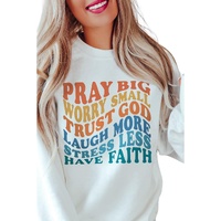 Azura Exchange Slogan Letters Print Long Sleeve Sweatshirt - M thumbnail