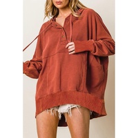 Azura Exchange Oversized Snap Button Hoodie with Thumb Hole in Orange - L thumbnail