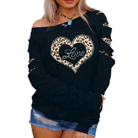 Azura Exchange Leopard Rhinestone Heart Graphic Sweatshirt - M thumbnail