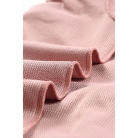 Pink Solid Ribbed Knit Round Neck Pullover Sweatshirt - M thumbnail