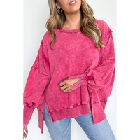 Azura Exchange Relaxed Fit Acid Wash Pullover Sweatshirt with Slit Details - M thumbnail