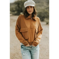 Azura Exchange Exposed Seam Sweatshirt with Zip Collar and Big Flap Pocket - S thumbnail