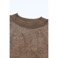 Azura Exchange Relaxed Brown Crew Neck Sweatshirt with Drop Shoulder Design - S thumbnail