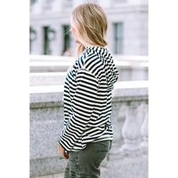 Stripe Kangaroo Pocket Drawstring Hoodie - L thumbnail