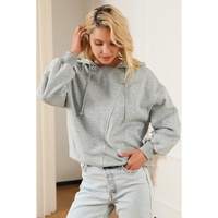 Gray Active Patchwork Detail Warm Winter Hoodie - M thumbnail