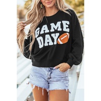 Black GAME DAY Graphic Varsity Pullover Sweatshirt - S thumbnail