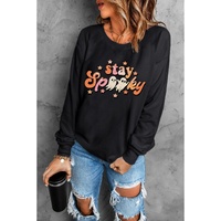 Black Halloween stay Spooky Graphic Sweatshirt - S thumbnail