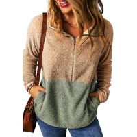 Smoke Gray Two Tones Color Block Half Zip Fleece Sweatshirt - L thumbnail