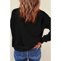 Black Halloween Spooky Ghost Print Crewneck Pullover Sweatshirt - M thumbnail