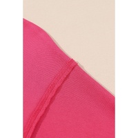 Rose Exposed Seam Drop Shoulder Slit High Low Hem Sweatshirt - 2XL thumbnail