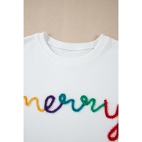 White MERRY Graphic Pullover Sweatshirt - L thumbnail