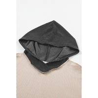 Smoke Gray Color Block High Low Textured Hoodie - S thumbnail
