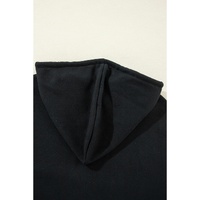 Black Fleece Lined Kangaroo Pocket Drawstring Chunky Hoodie - M thumbnail