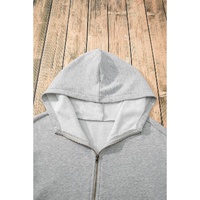 Light Grey Fleece Lined Half Zipper Kangaroo Pockets Loose Hoodie - 2XL thumbnail