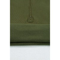 Moss Green Fleece Lined Half Zipper Kangaroo Pockets Loose Hoodie - 2XL thumbnail