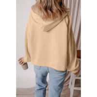 Parchment Fleece Lined Half Zipper Kangaroo Pockets Loose Hoodie - 2XL thumbnail