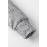 Gray Waffle Knit Fleece Lined High Low Oversized Hoodie - S thumbnail