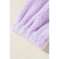 Lavendula Zipped Patch Pocket Fuzzy Drawstring Hoodie - L thumbnail
