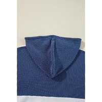 White Corded Colorblock Patch Pocket Drawstring Hooded Top - S thumbnail