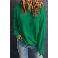 Dark Green Solid Classic Crewneck Pullover Sweatshirt - 2XL thumbnail