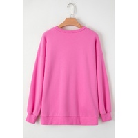 Bonbon Solid Fleece Lined Drop Shoulder High Low Sweatshirt - 2XL thumbnail