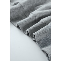 Light Grey Solid Loose Crew Neck Fleece Sweatshirt - L thumbnail