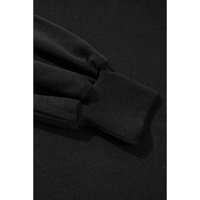 Black Exposed Seam Drop Shoulder Round Neck Sweatshirt with Slits - L thumbnail