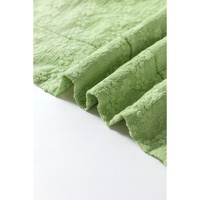 Light Green Solid Color Textured Side Split Crew Neck Blouse - L thumbnail