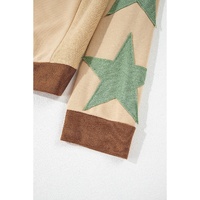 Parchment Star Patchwork Exposed Seam Oversized Sweatshirt - L thumbnail