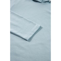 Iceland Blue Solid Ruffled Hem Loose Fit Tunic Hoodie - L thumbnail