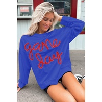 Dark Blue Tinsel Game Day Drop Shoulder Graphic Sweatshirt - M thumbnail