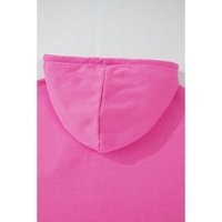 Sachet Pink Solid Drop Shoulder Drawstring Cropped Hoodie - L thumbnail