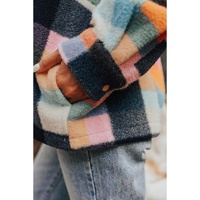 Black Plaid Print Pocketed Half Button Collared Sweatshirt - L thumbnail