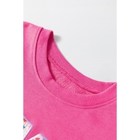 Rose Red Floral MAMA Embroidered Graphic Pullover Sweatshirt - M thumbnail