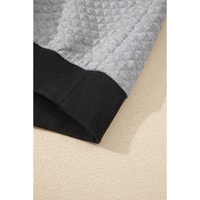 Light Grey Textured Colorblock Edge Buttoned Collar Sweatshirt - L thumbnail
