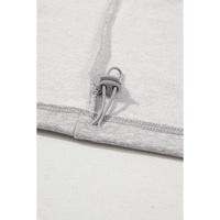 Light Grey Solid Kangaroo Pocket Half Zipper Oversized Hoodie - 2XL thumbnail