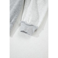 Gray Half Zipper Collared Drop Shoulder Side Slits Sweatshirt - M thumbnail