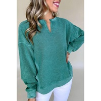 Skobeloff Solid Color Notched Neck Drop Shoulder Sweatshirt - 2XL thumbnail