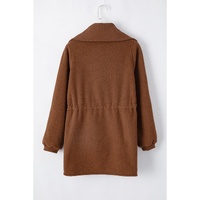 Brown Half Zip Fleece Pullover Sweatshirt - L thumbnail