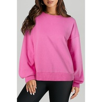 Bonbon Solid O Neck High Low Hem Pullover Sweatshirt - L thumbnail