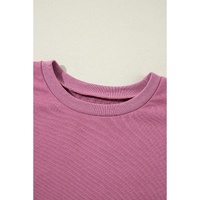 Valerian Solid O Neck High Low Hem Pullover Sweatshirt - L thumbnail