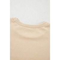 Parchment Solid O Neck High Low Hem Pullover Sweatshirt - L thumbnail