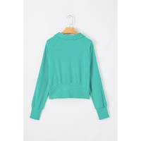 Aruba Blue Quarter Zip Stand Neck Kangaroo Pocket Sweatshirt - L thumbnail