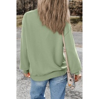Smoke Green Plain Drop Shoulder Crewneck Pullover Sweatshirt - L thumbnail