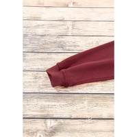 Burgundy Plain Drop Shoulder Crewneck Pullover Sweatshirt - L thumbnail