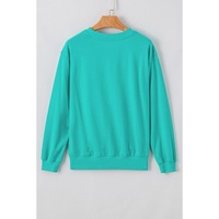 Aruba Blue Plain Drop Shoulder Crewneck Pullover Sweatshirt - L thumbnail
